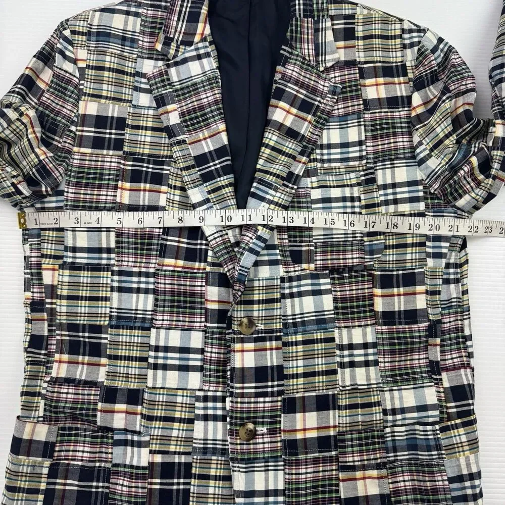 Grant Thomas Madras Patchwork Blazer Sport Coat Mens M Cotton Preppy Ivy Plaid